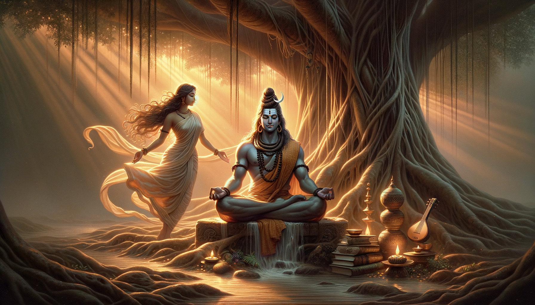 Mother Goddess Dhara & Dakshinamurthy Shiva: Sacred Union of Wisdom-Shakti