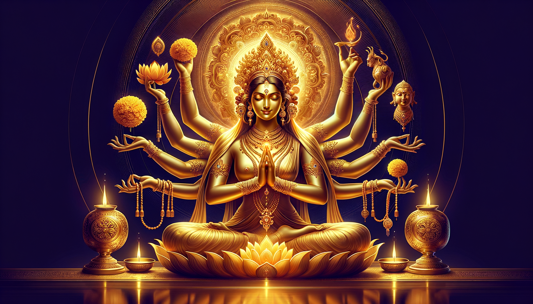Unveiling Molten Gold Radiance: The Symbolic Power of Goddess Durga’s Golden Skin