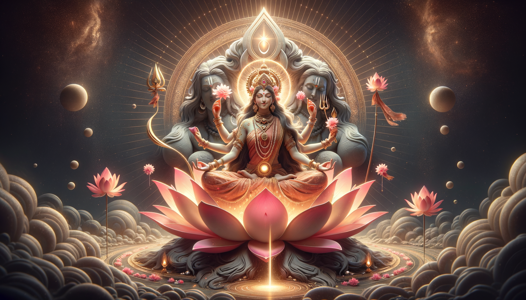 Unveiling Tripura Sundari: Profound Symbolism of Shodashi on Shiva’s Navel Lotus