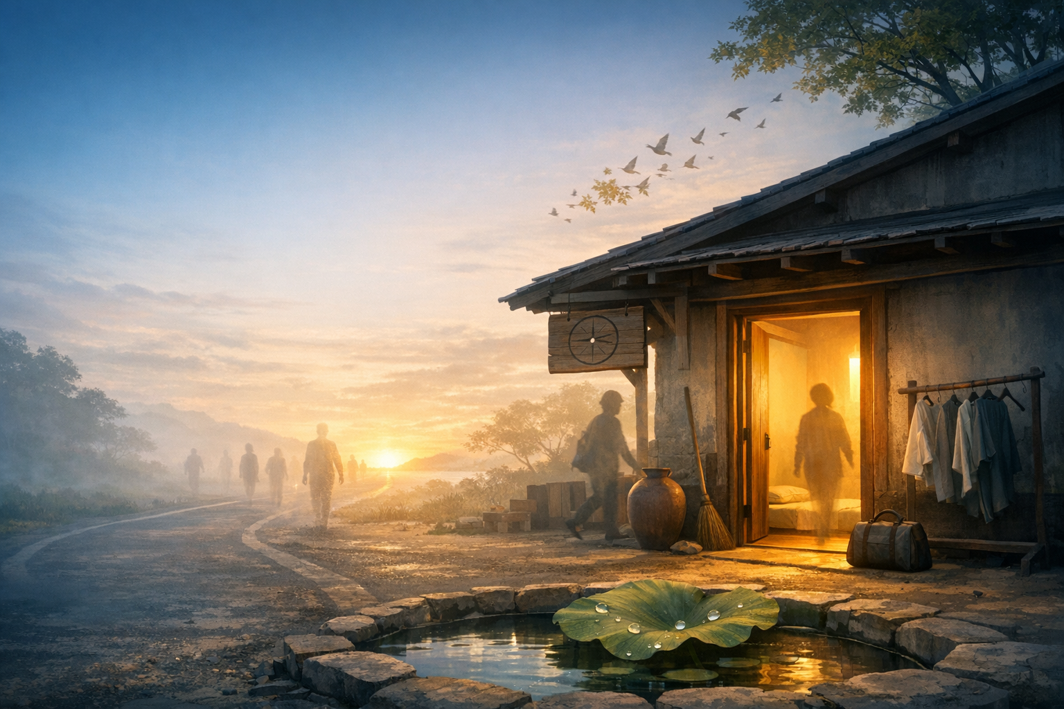 The World as a Roadside Inn: A Dharmic Guide to Impermanence, Detachment, and Freedom