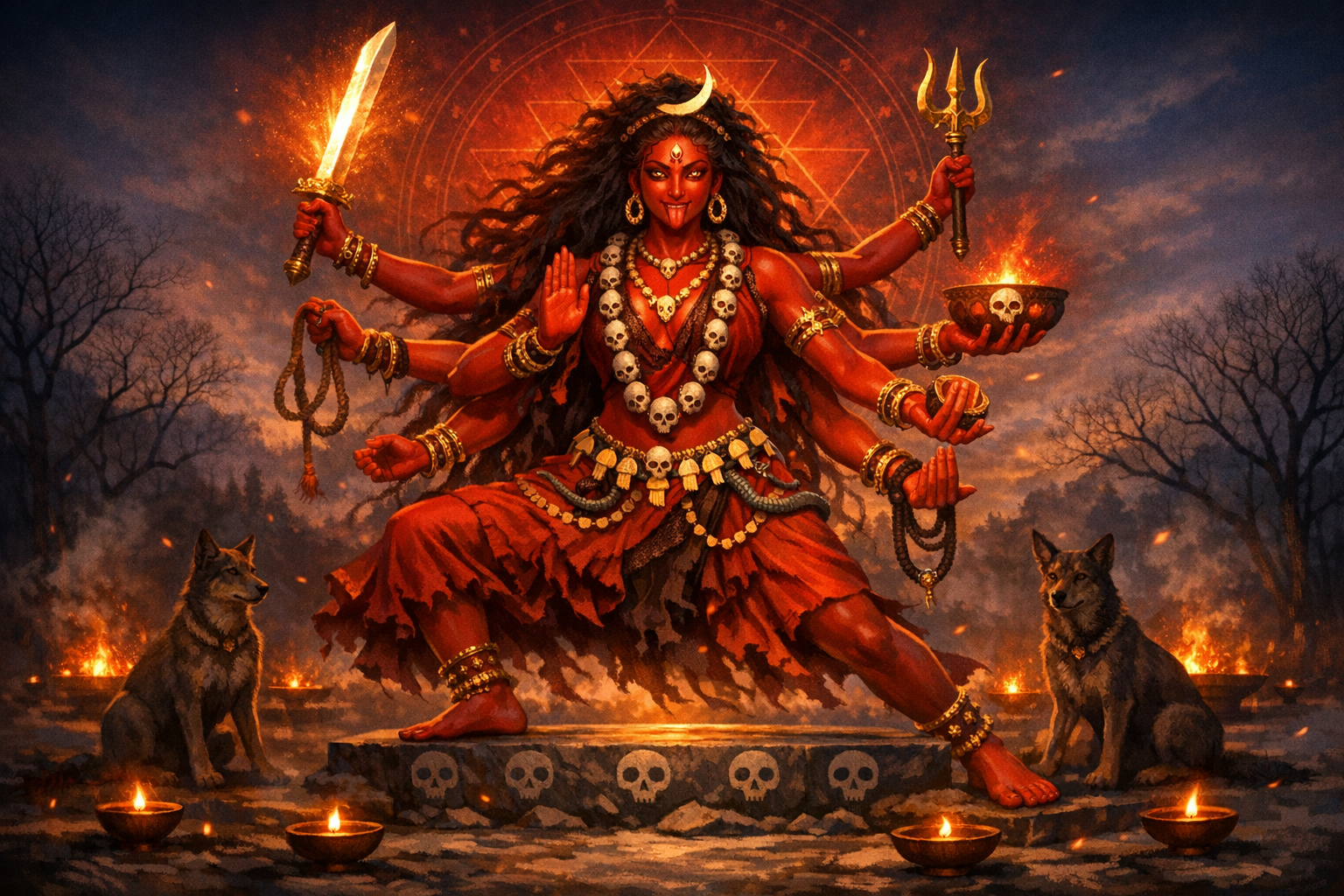 Rakta Chamunda Unveiled: Iconography of the Red Warrior Goddess, Tantric Power, and Ritual Meaning