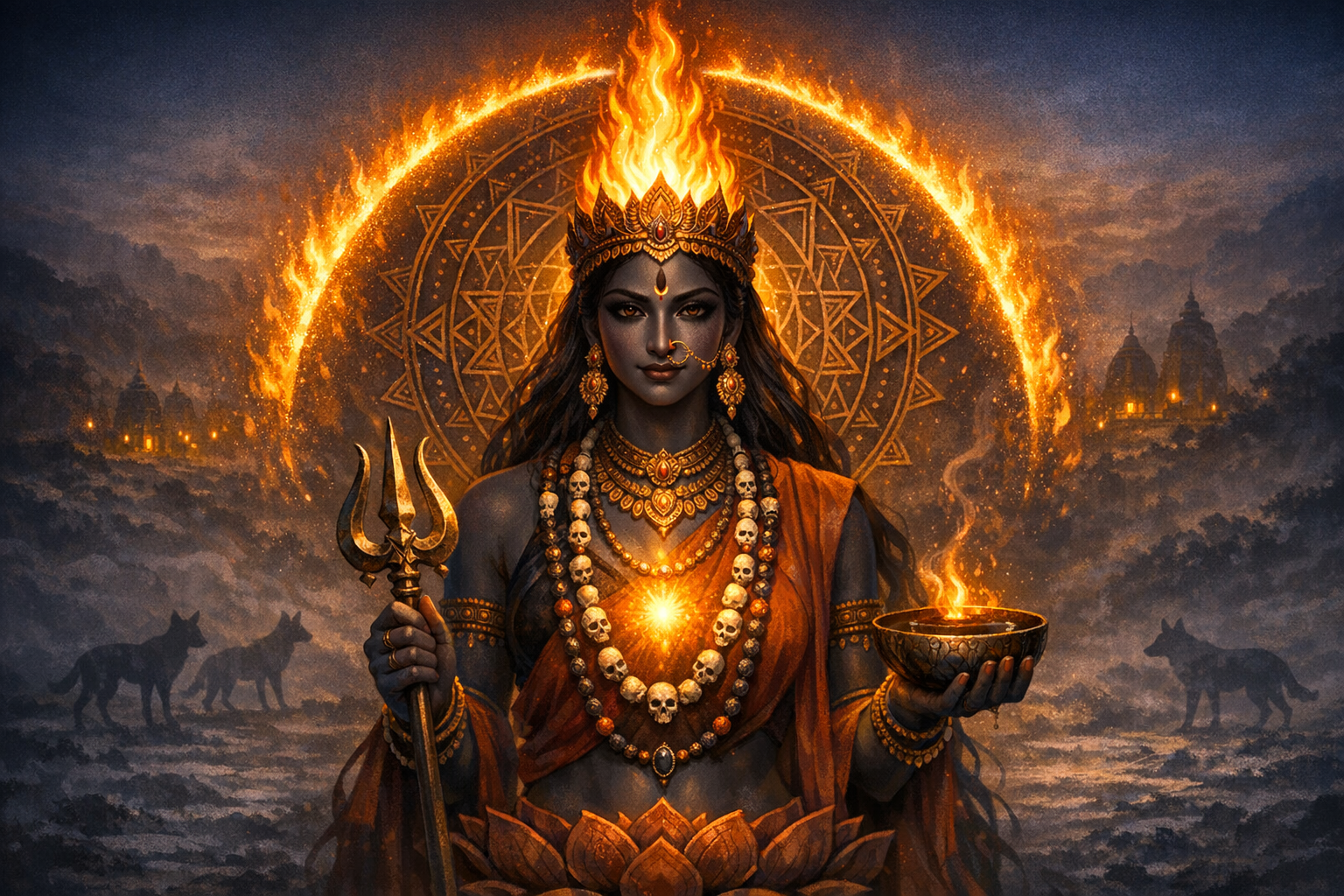 Chamunda’s Fiery Crown: Transformative Agni, Shakta Iconography, and Inner Alchemy