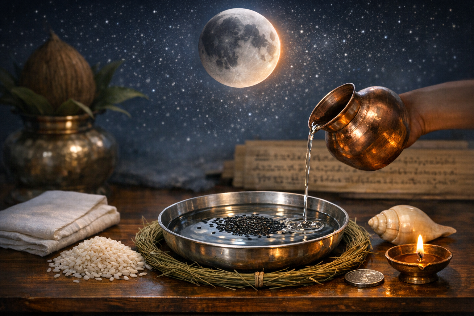 Lunar Eclipse 3 March 2026: Definitive Chandra Grahana Sankalpa, Pitru Tarpana & Dāna Mantras Guide