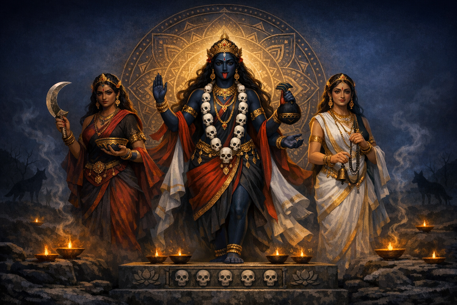 Decoding Dakini and Yogini beside Kali: Mirrors of Death, Desire, and Liberation in Kali Puja