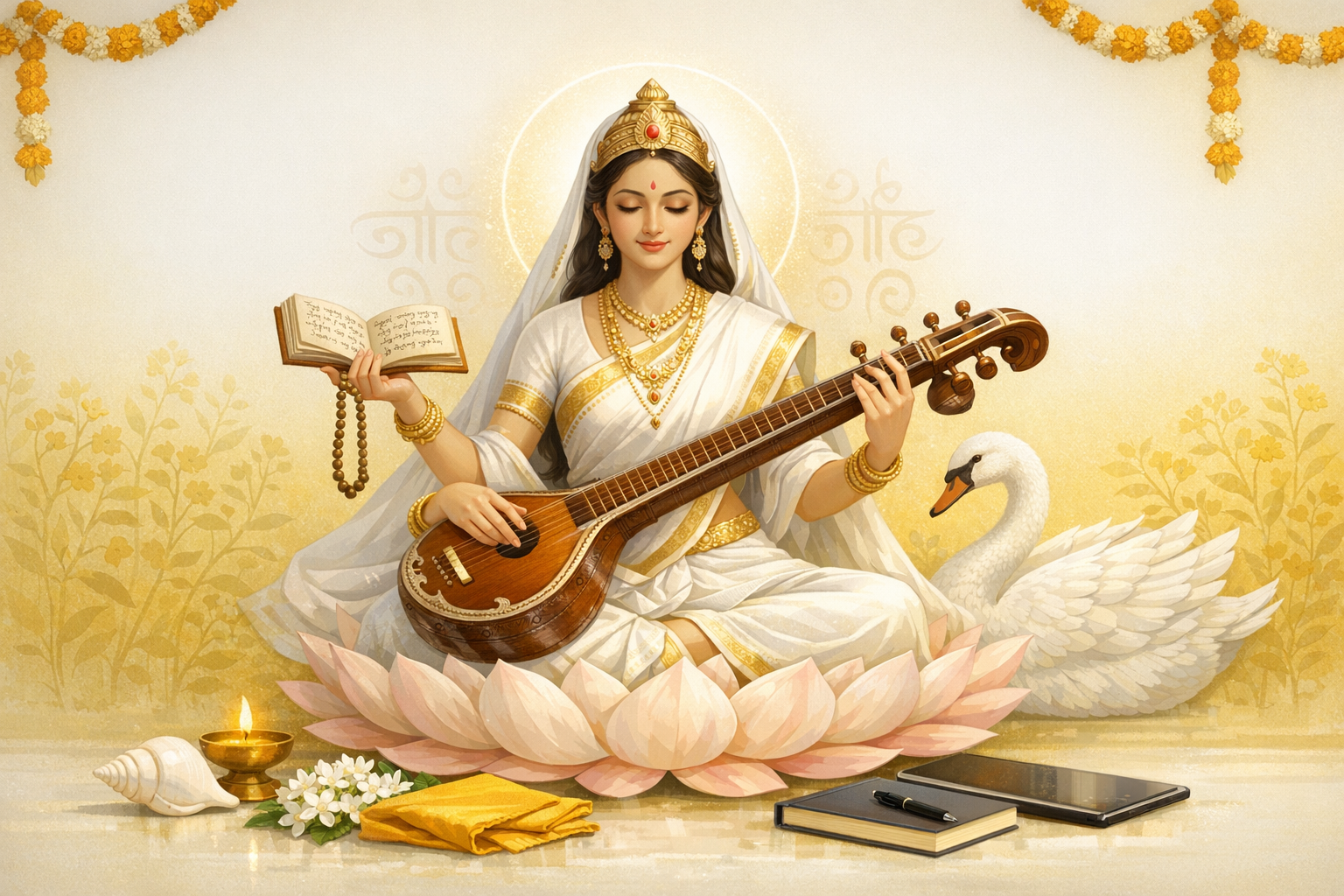 White and Yellow in Sharada (Saraswati) Iconography: Sattva, Basant, and Sacred Color Science