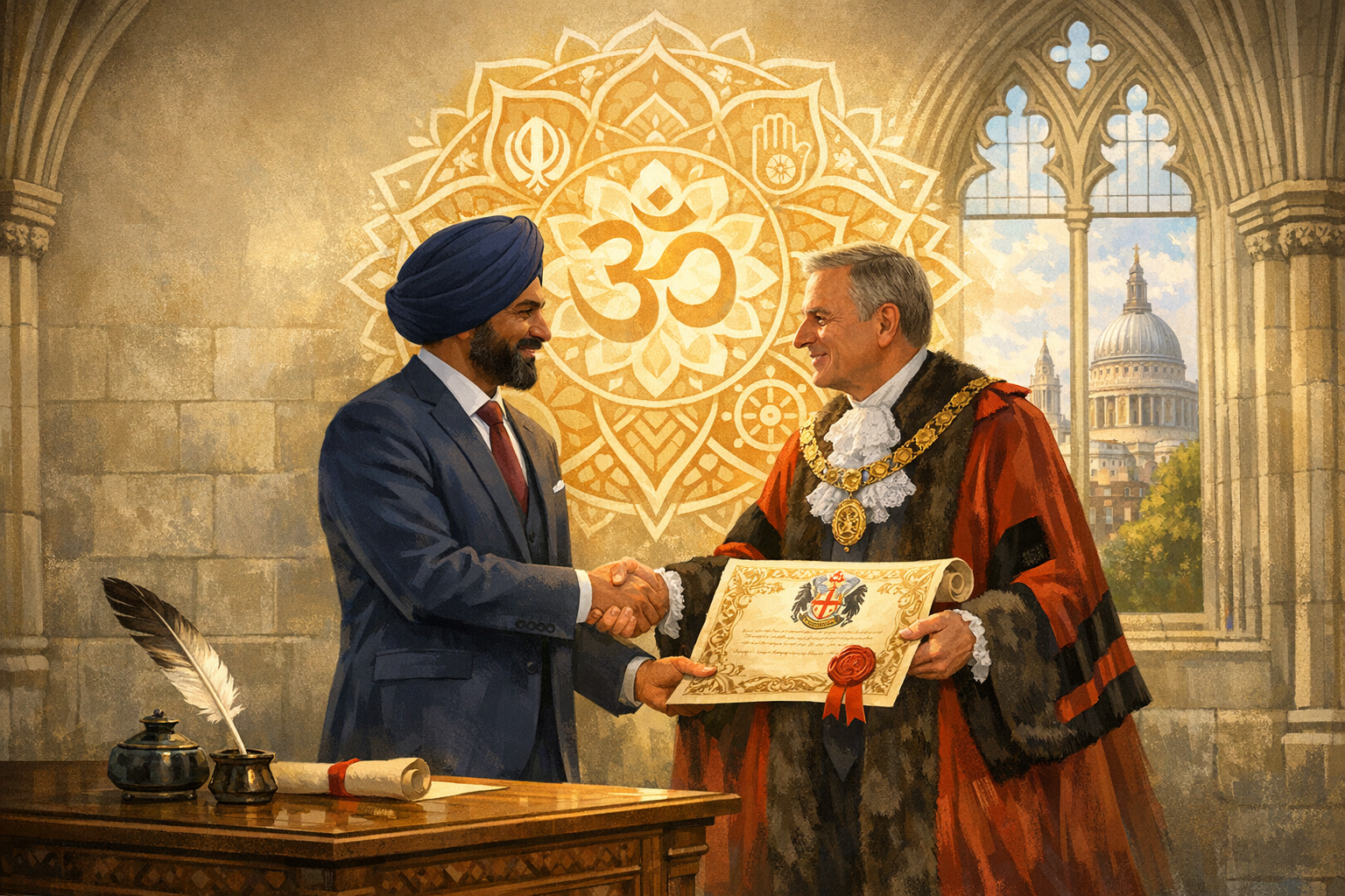 Historic Honour: Param Singh MBE Receives Freedom of the City of London, Inspiring Dharmic Unity