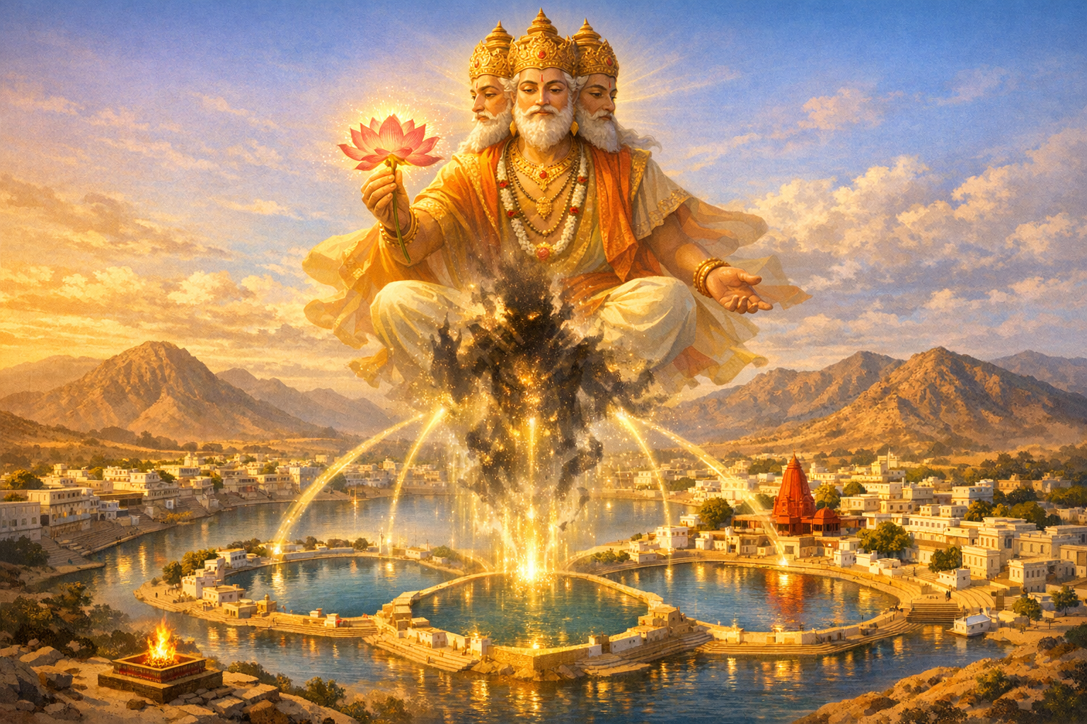 Brahma’s Warrior Deed: Defeating Vajranabha and Sanctifying Pushkar’s Sacred Lakes