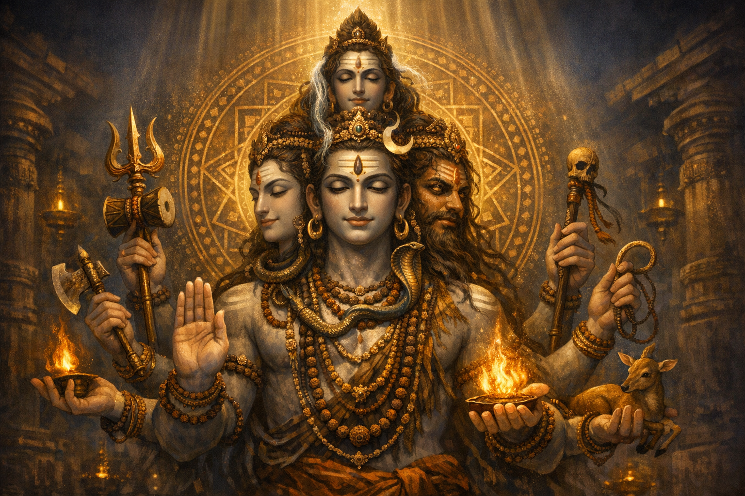 Sadashiva Unveiled: Decoding the Five Faces and Ten Arms of the Pancha Brahma Icon