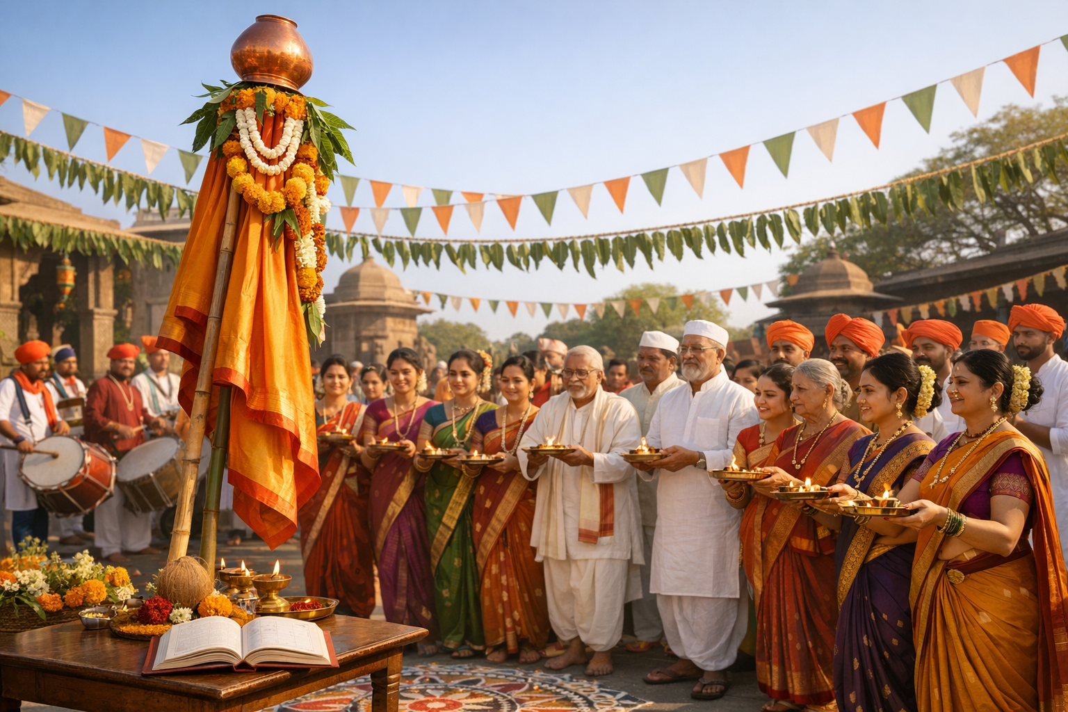 Gudhi Padwa Unites Maharashtra: HJS Leads Collective Gudhi Pujan Welcoming the Hindu New Year