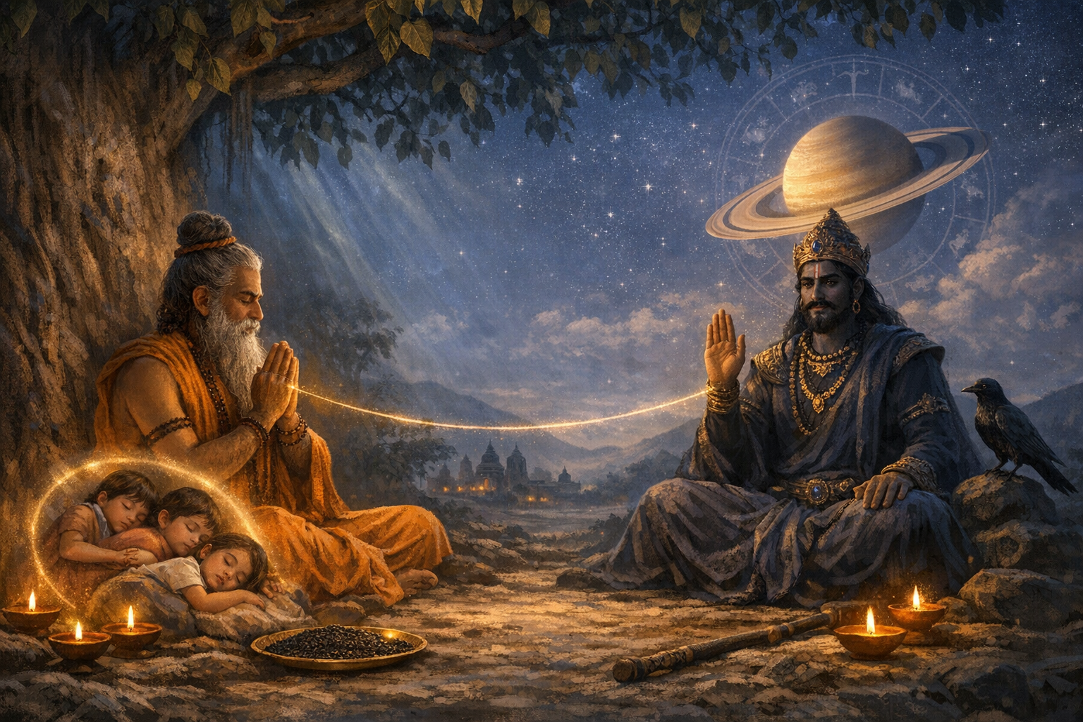 Sage Pippalada’s Covenant with Shani: A Purāṇic Vow Shielding Children from Saturn’s Trials
