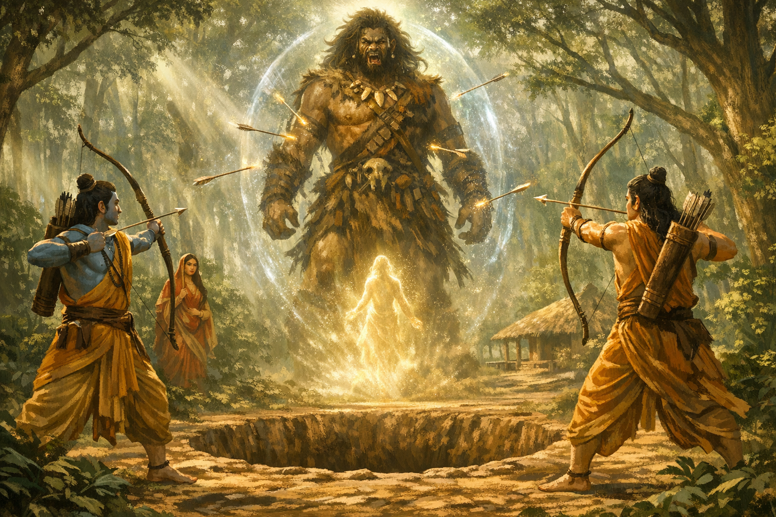 How Rama and Lakshmana Overcame Viradha’s Boon: A Defining Battle in Aranya Kanda