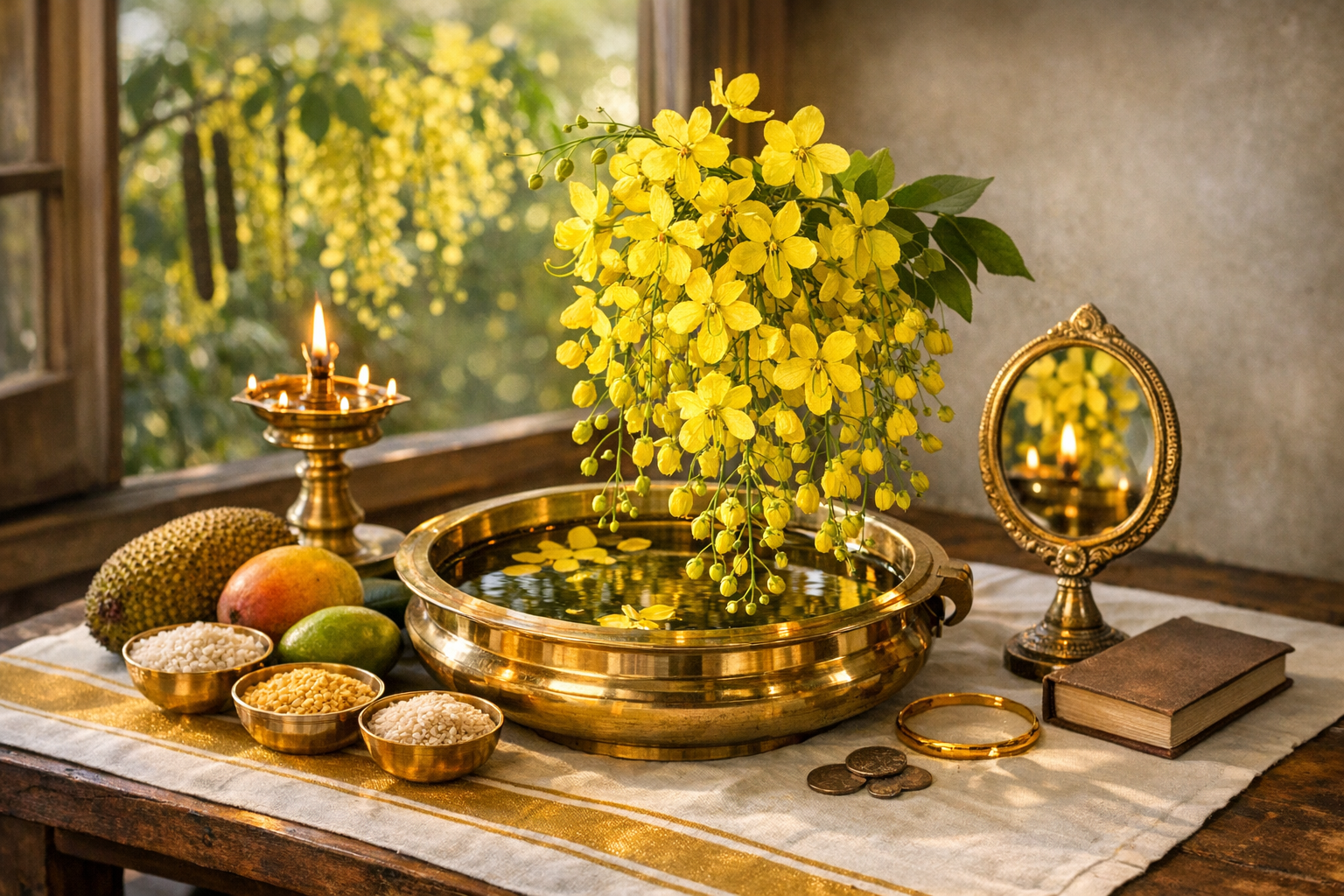 Konna Poo (Cassia fistula) in Vishu: Science, Sacred Symbolism, and Sustainable Tradition