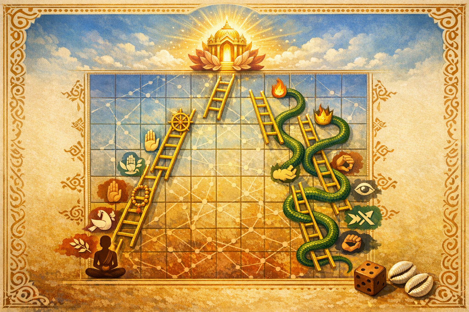 Unveiling Gyan Chaupar: The Dharmic, Karmic Origins of Snakes and Ladders and the Soul’s Ascent