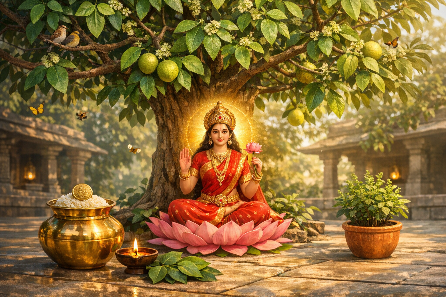 Bilva Tree and Goddess Lakshmi: Timeless Symbolism, Prosperity Rituals, and Sacred Ecology