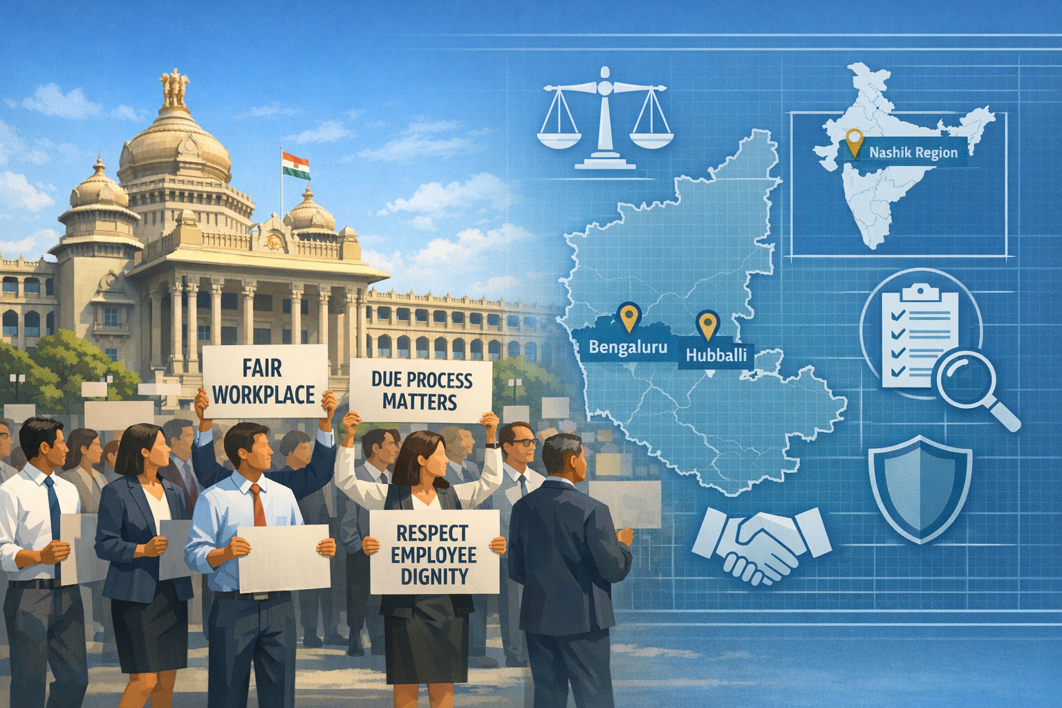 Bengaluru Protest Demands Statewide Probe into Nashik TCS, Hubballi—Blueprint for Fair Workplaces