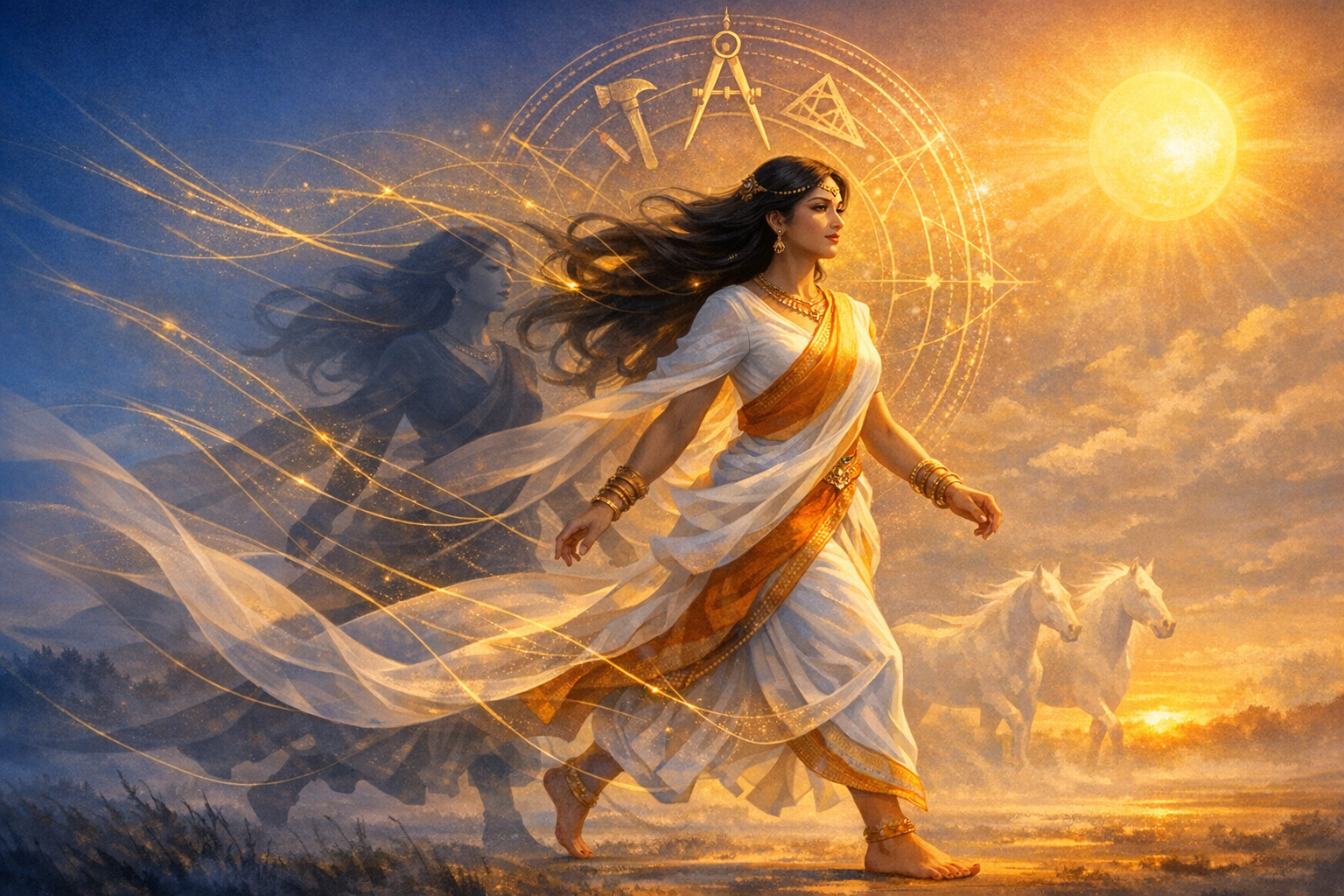 Saranyū, Daughter of Tvaṣṭṛ: The Swift Vedic Goddess of Transformation and ṛta