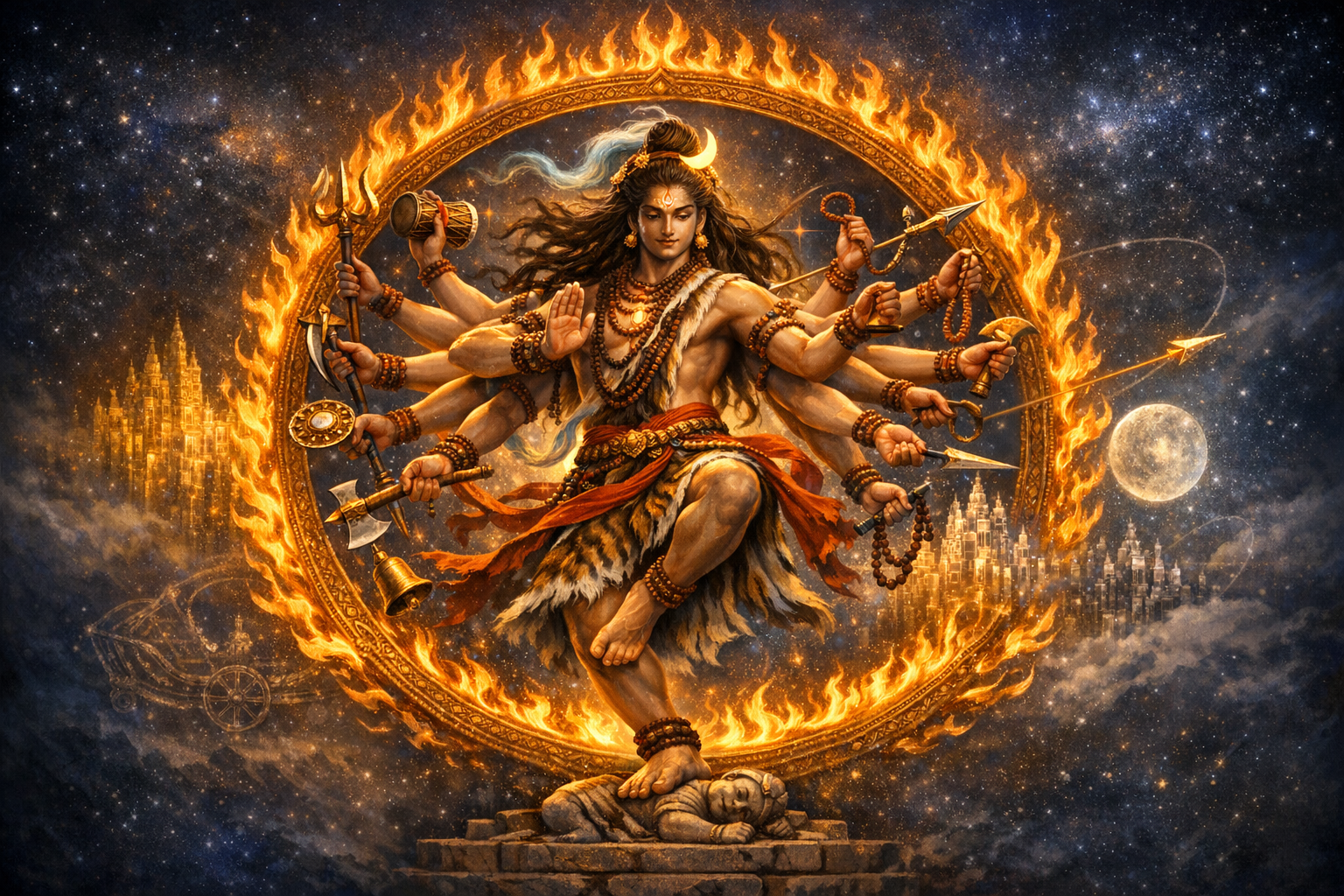 Tripura Tandava of Shiva: Decoding the Sixteen-Armed Dance of Cosmic Dissolution