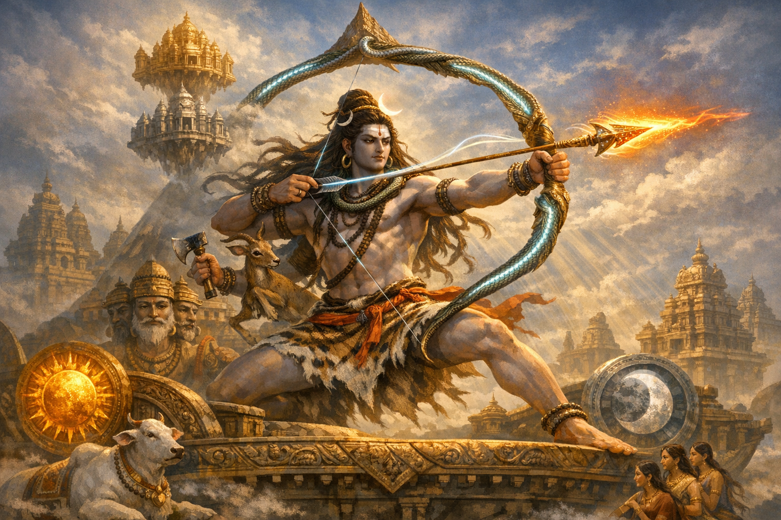 Unlocking Tripurantaka: Shiva’s Cosmic Archer—Iconography, Temple Art, and Inner Alchemy