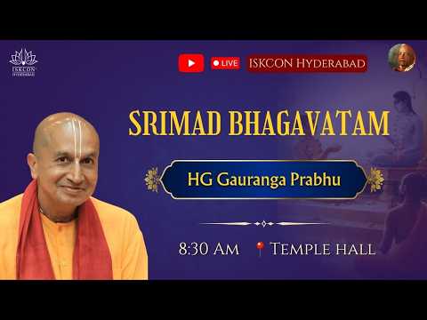 YouTube thumbnail for Srimad Bhagavatam Class SB 5.24.03 by HG Gauranga Prabhu at ISKCON Abids Hyderabad, 27 June 2026.