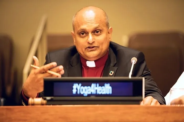 Yogi Dileep Kumar addresses a United Nations Yoga Day session, linking Kerala, Christian roots, Sanatana Dharma and Vasudhaiva Kutumbakam.