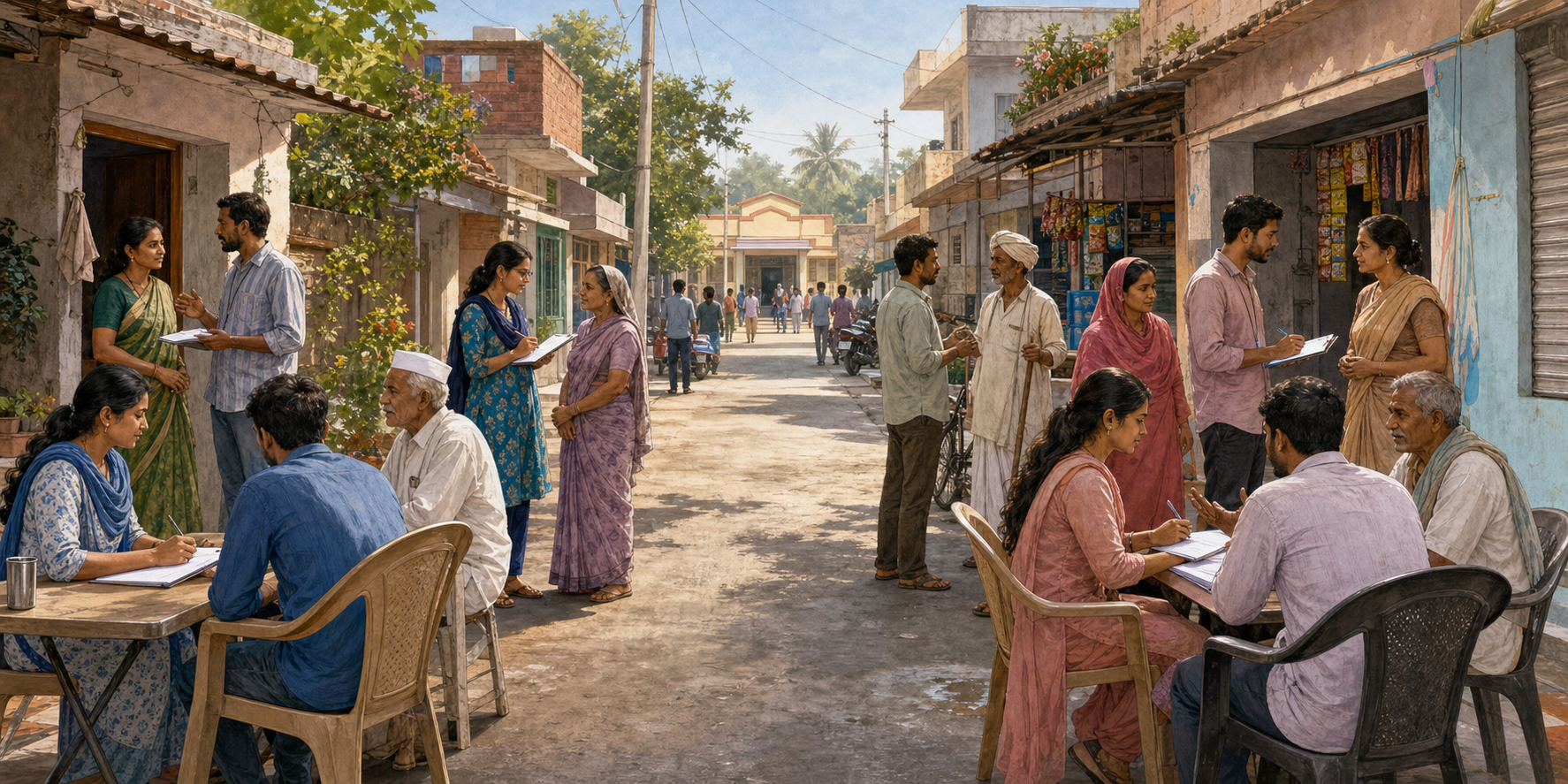 Two anonymous campaign teams organize volunteers and speak with residents in neighboring Indian communities.