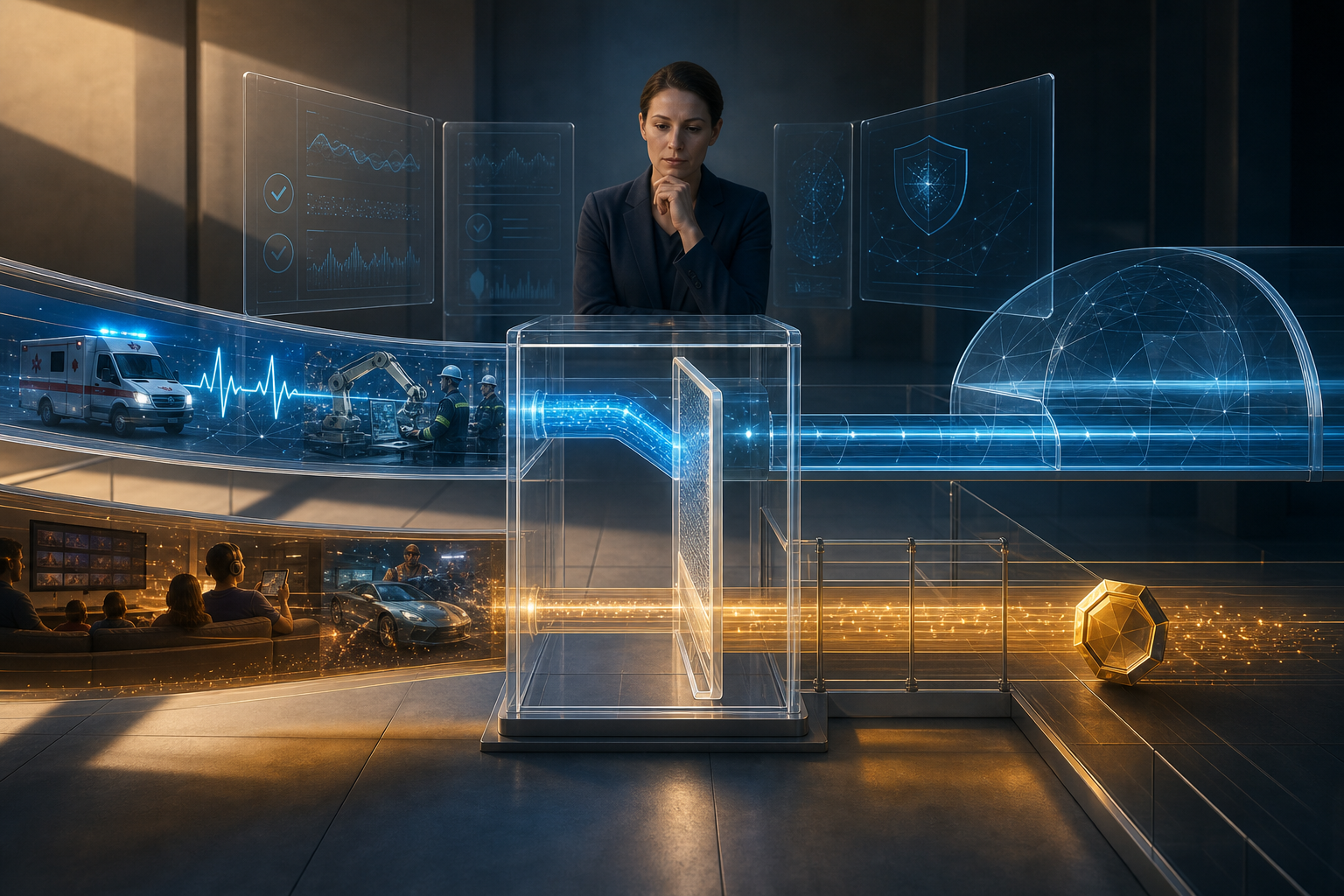A transparent network gateway separates technically specialised ambulance and industrial traffic from ordinary entertainment traffic offered with a premium token.