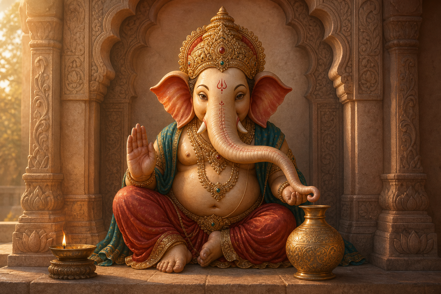 Ganesha and the Kalasha: Reading the Vessel at His Trunk