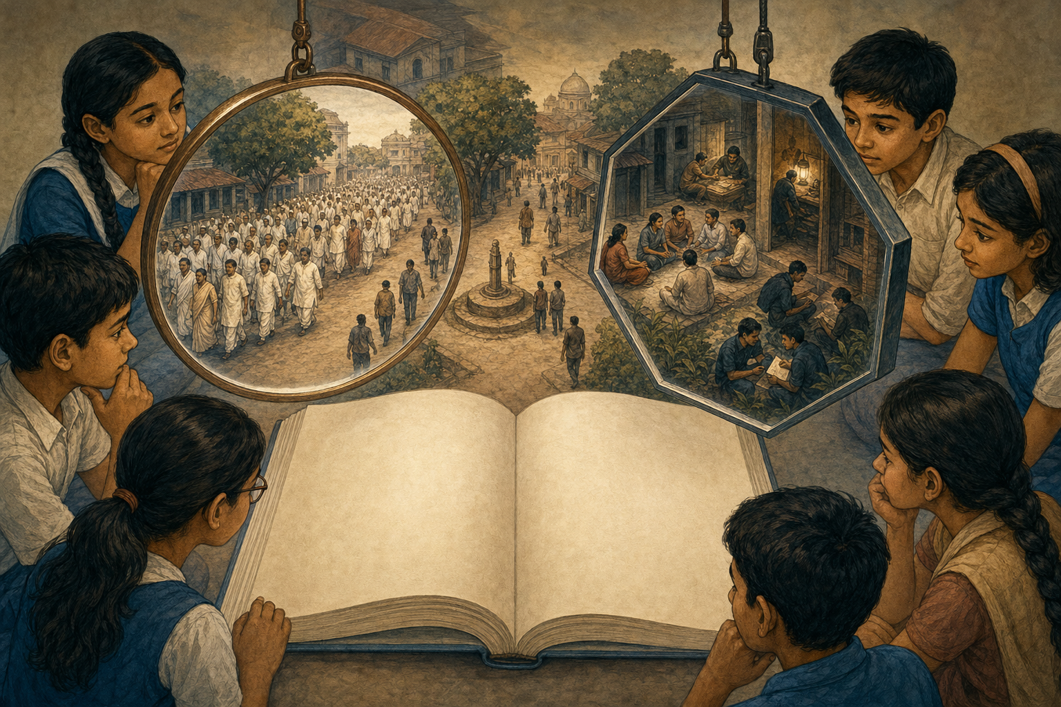 Students examine one historical scene through two lenses that emphasize different forms of anti-colonial action.