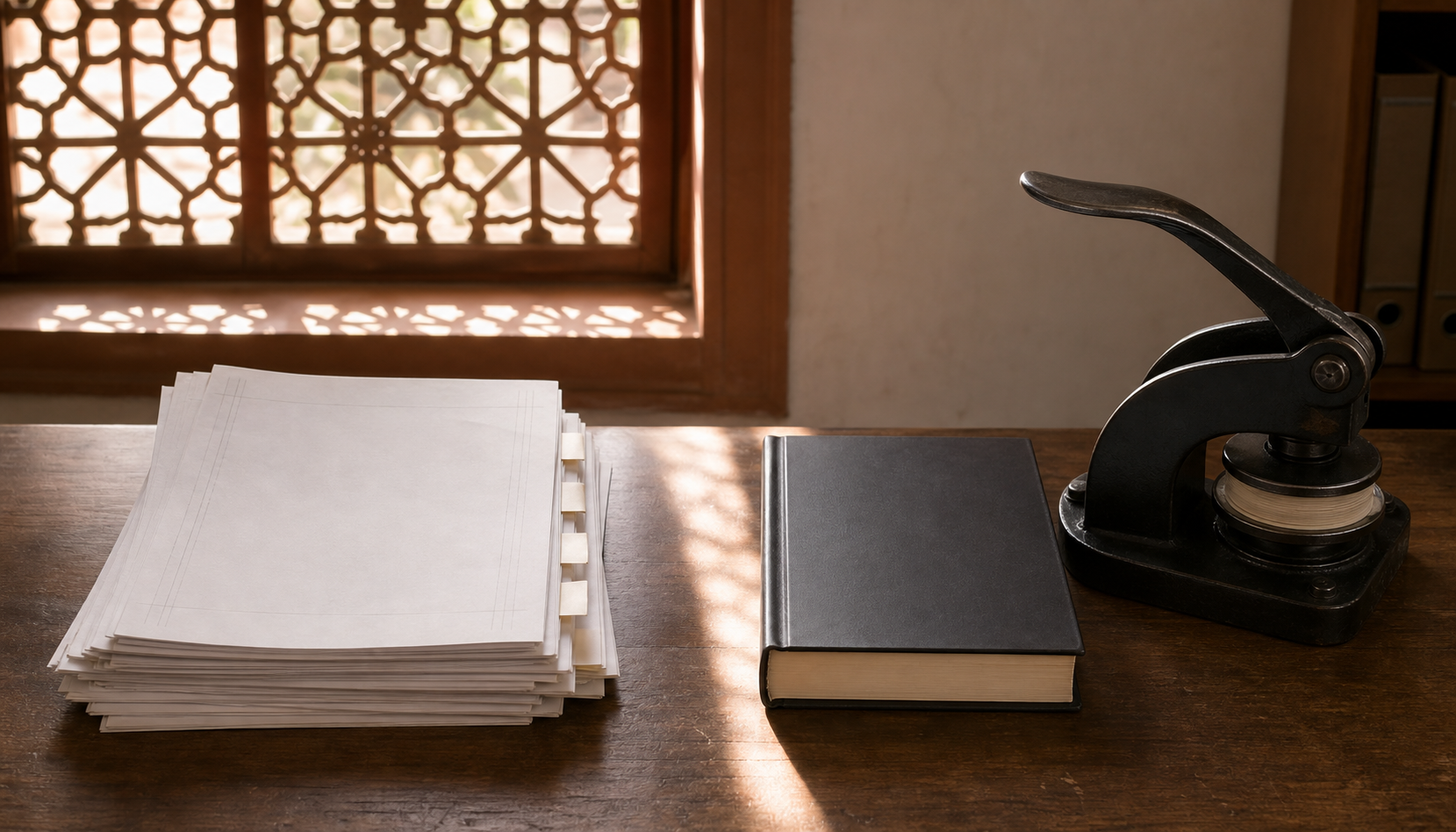 A blank draft document is separated from a bound law book by a pathway through review, legislation, and commencement stages.
