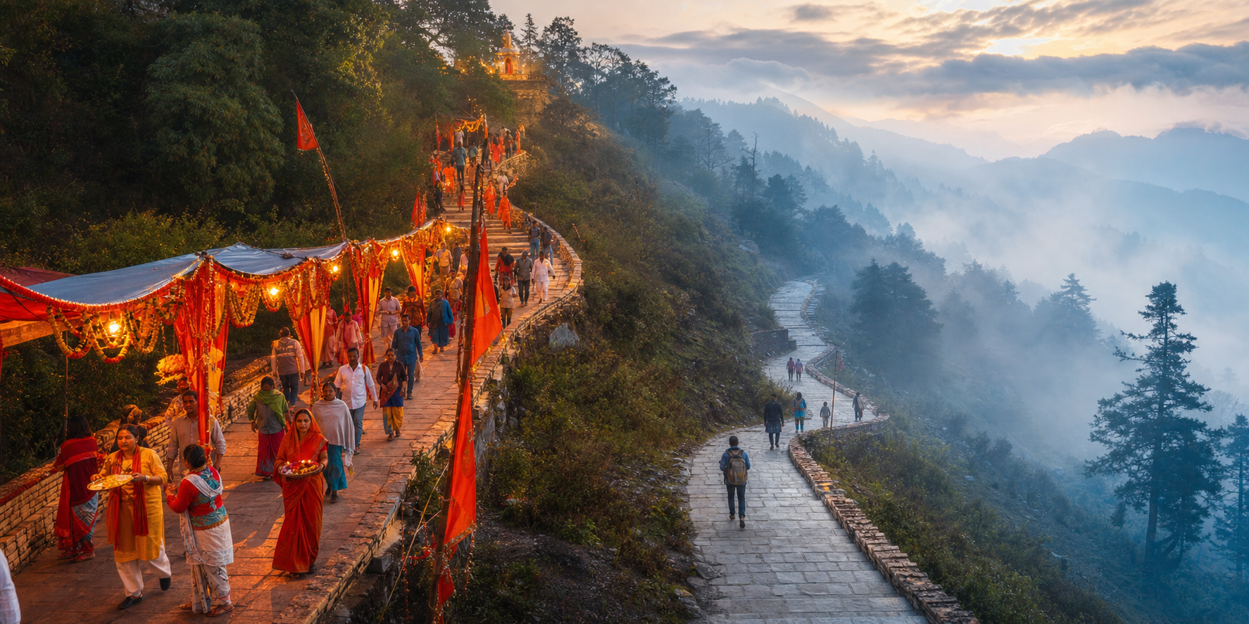 A busy festive pilgrimage gathering and a quieter misty mountain route show two different ways to visit Purnagiri.