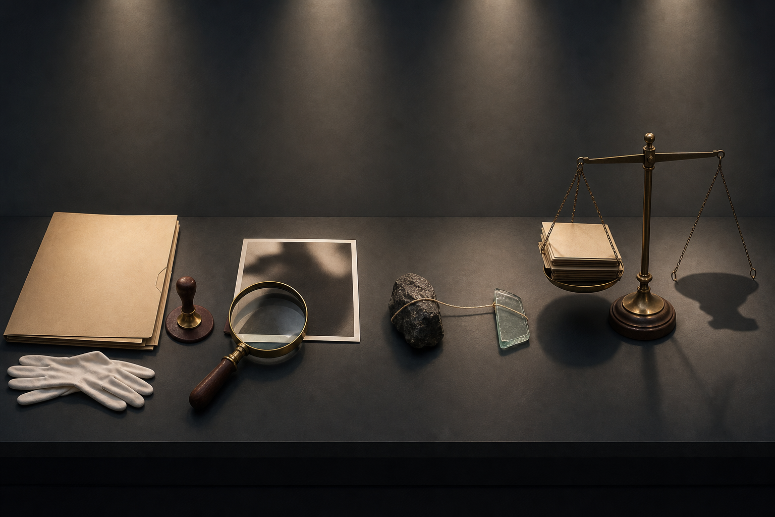 Four evidence-checking stations show source handling, close inspection, independent corroboration, and a balanced weighing of claims.