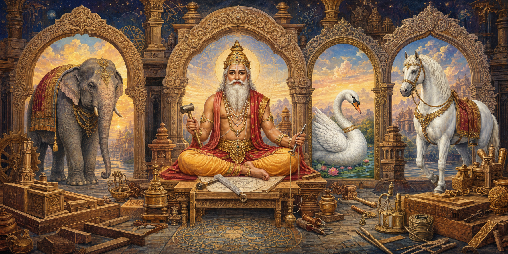 Vishwakarma Vahana Iconography: Elephant, Swan, or Horse?