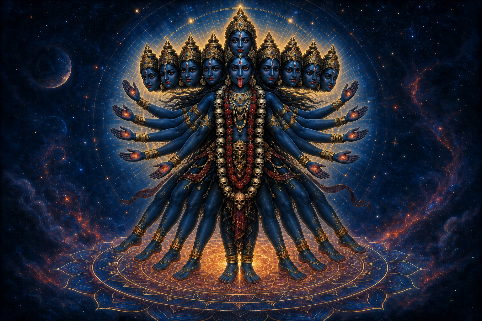 Maha Kali’s Multidirectional Form: A Symbolic Guide
