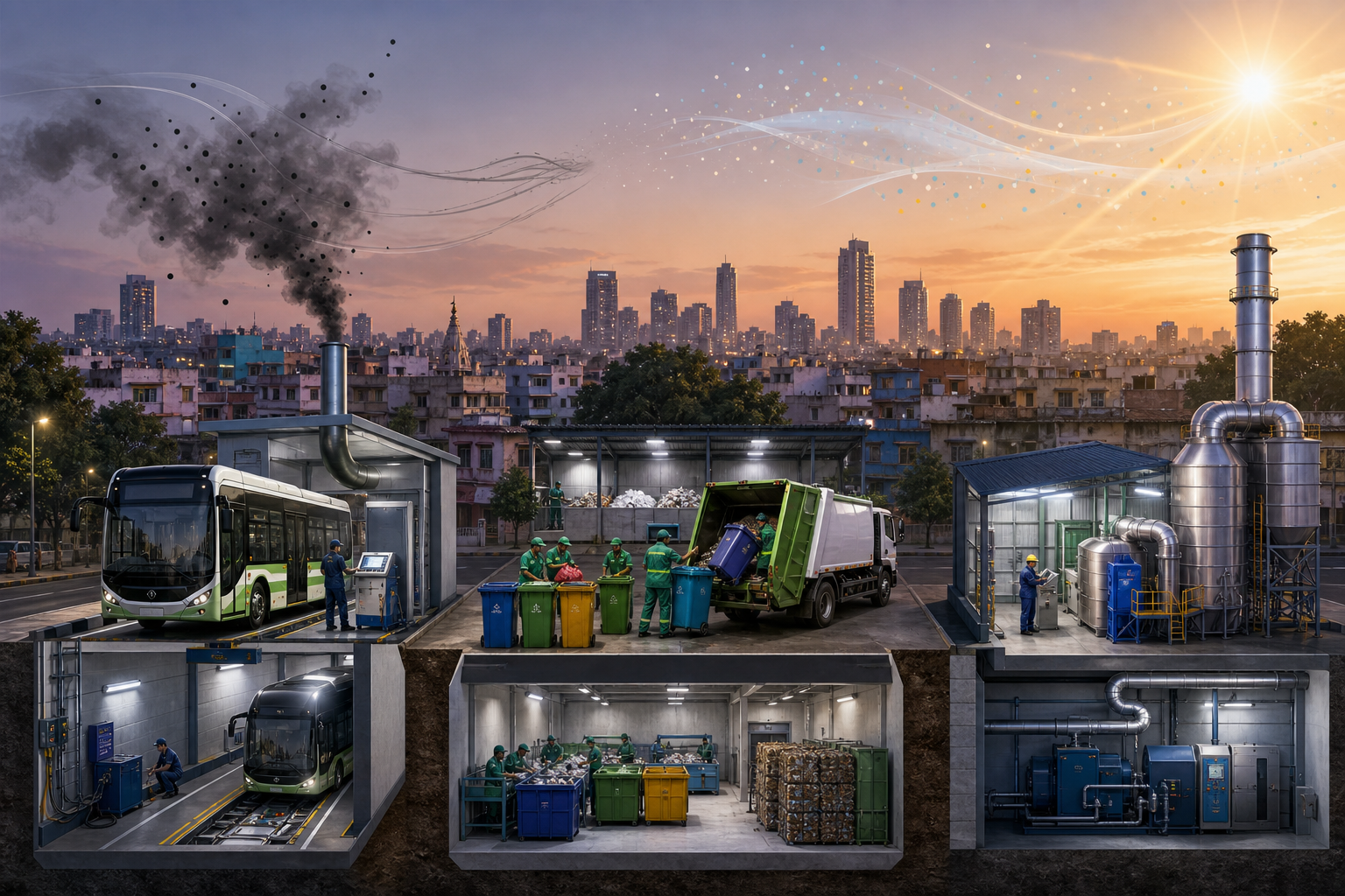 Separate city systems control vehicle emissions, prevent waste burning and reduce industrial gases that can contribute to smog.