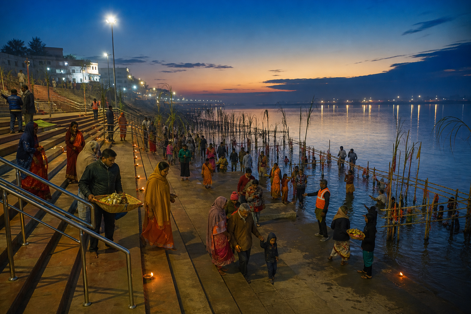 A Jagadhatri festival pavilion in Bengal is paired with a Yellamma shrine courtyard in the Deccan, each shown with its own devotees and offerings.