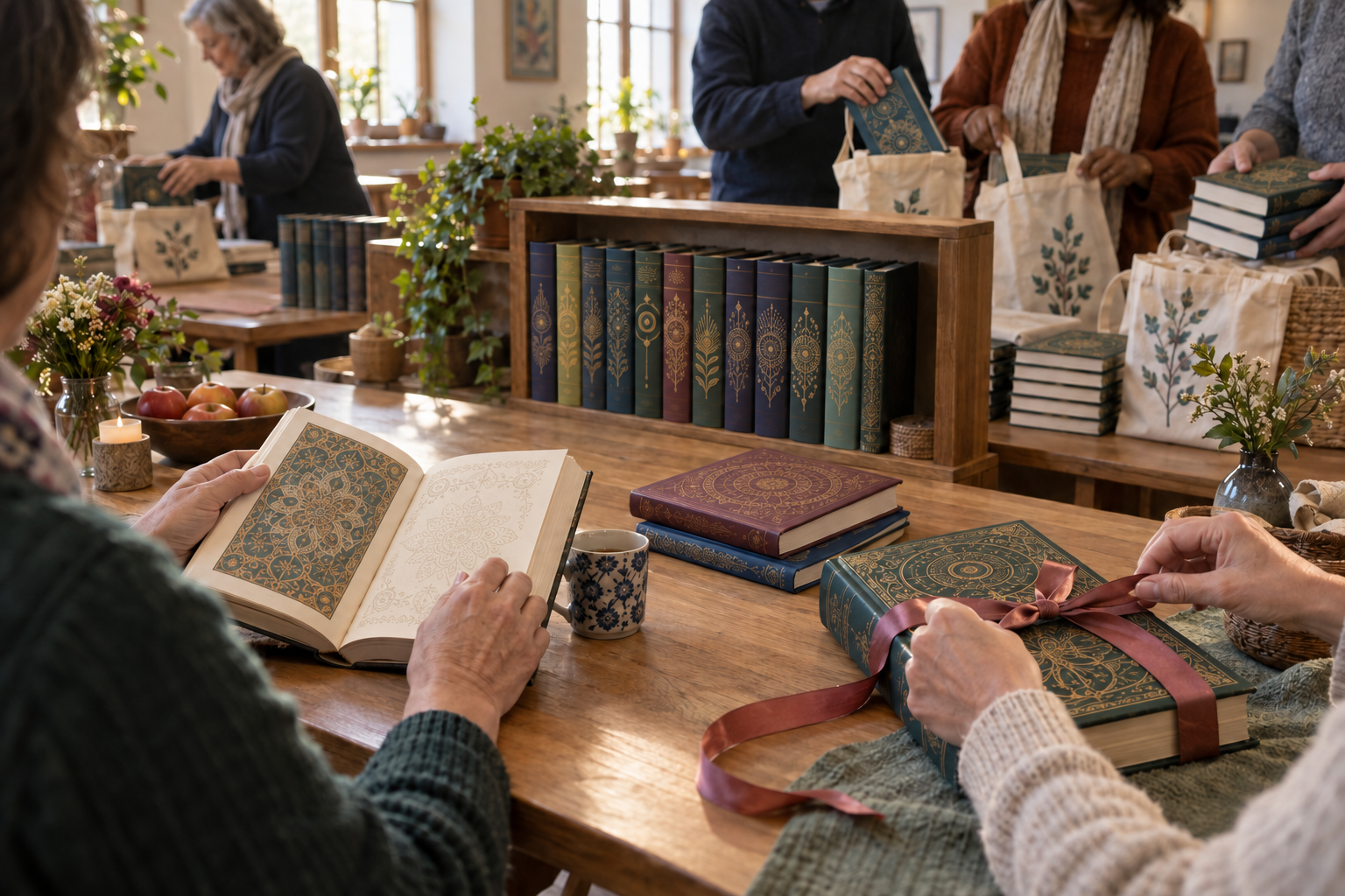 People use different scripture editions for personal study, gift wrapping, collection building, and organized distribution around a community table.