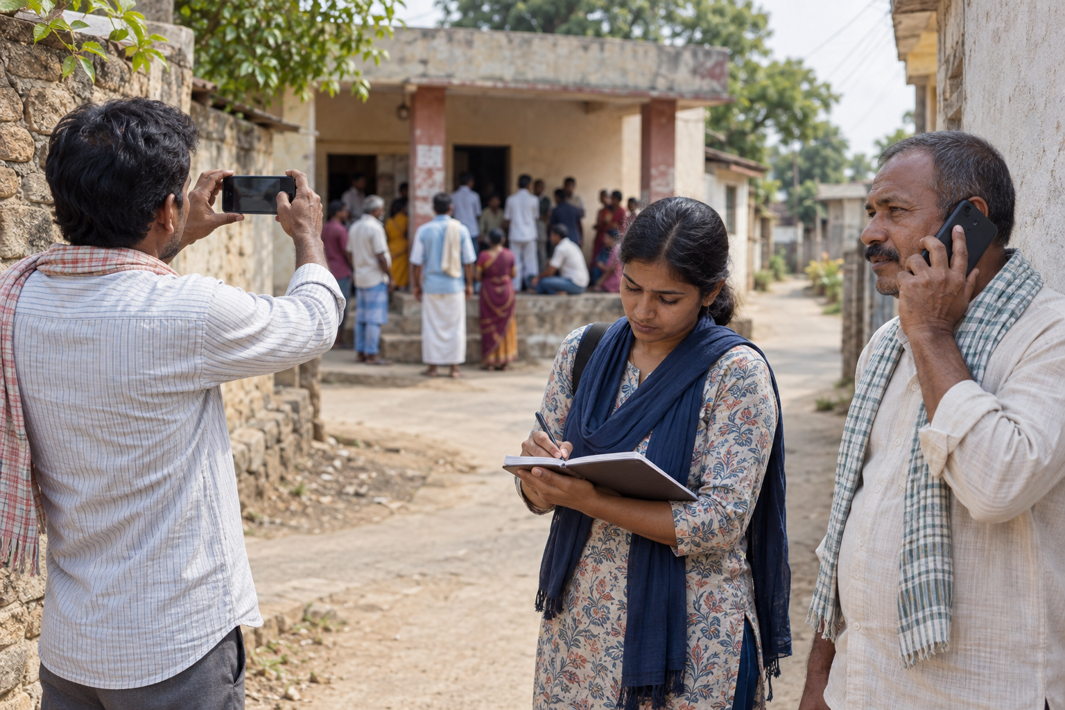 Villagers document a location from a safe distance, write down observations, and contact police without confronting anyone.