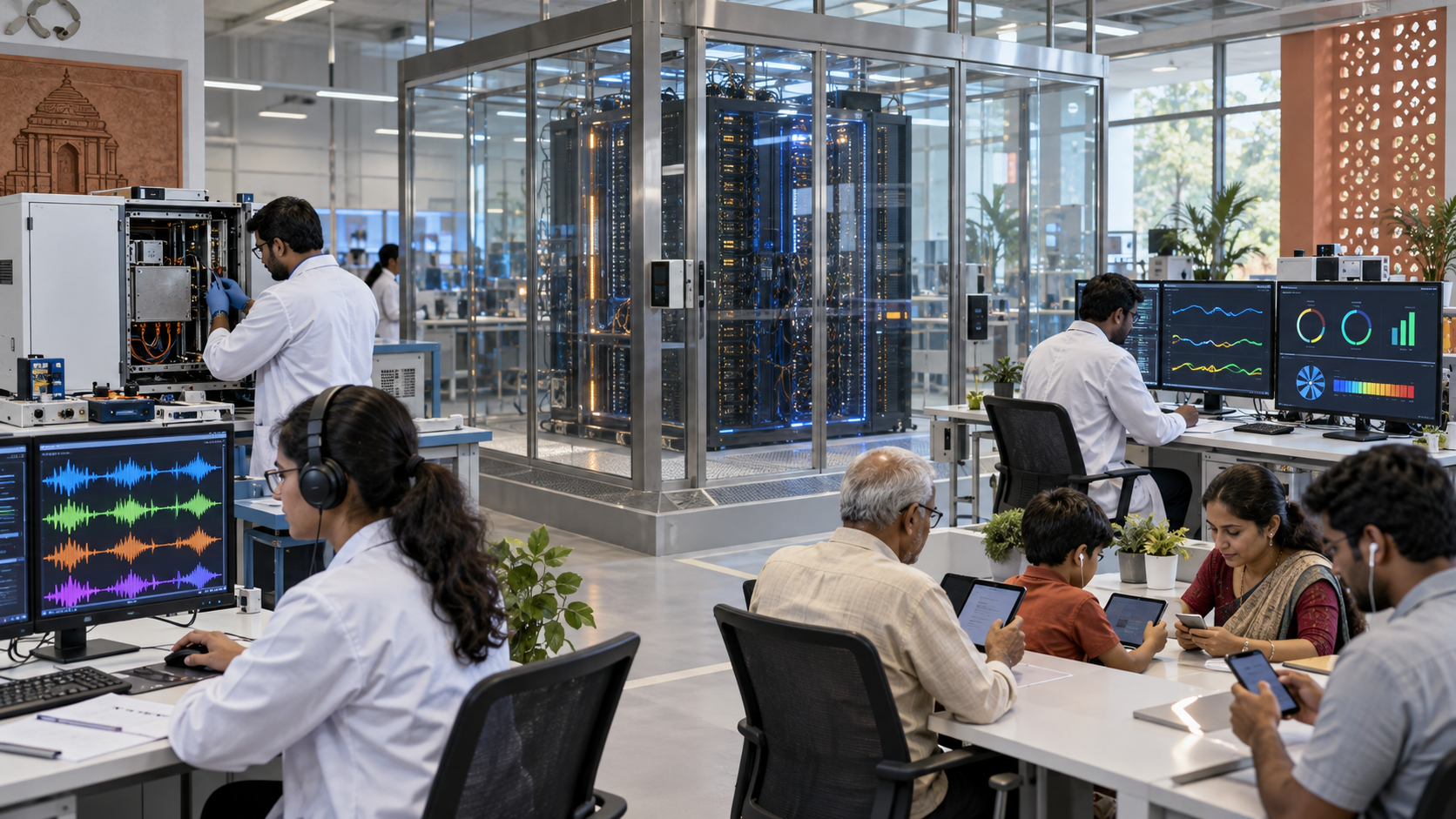 Researchers and citizens independently test an AI system for language performance, security, energy use and practical access in a modern Indian laboratory.